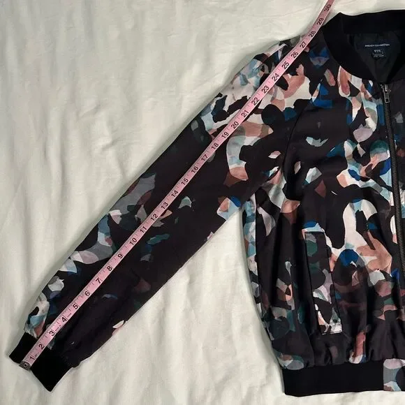 FRENCH CONNECTION Abstract Print Bomber Jacket US 8 Lightweight Lyocell Chic EUC - Picture 7 of 12